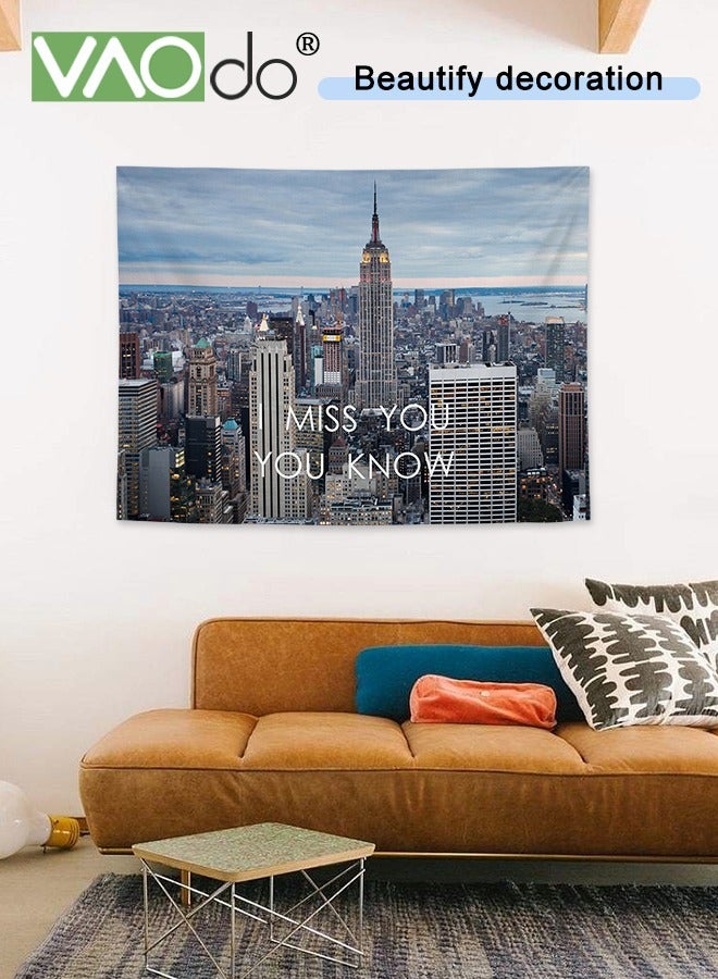 Modern City Tapestry Short Plush Simple Home Decoration Wall Hanging Live Broadcast Photo Background Free Installation Package 150 * 130CM