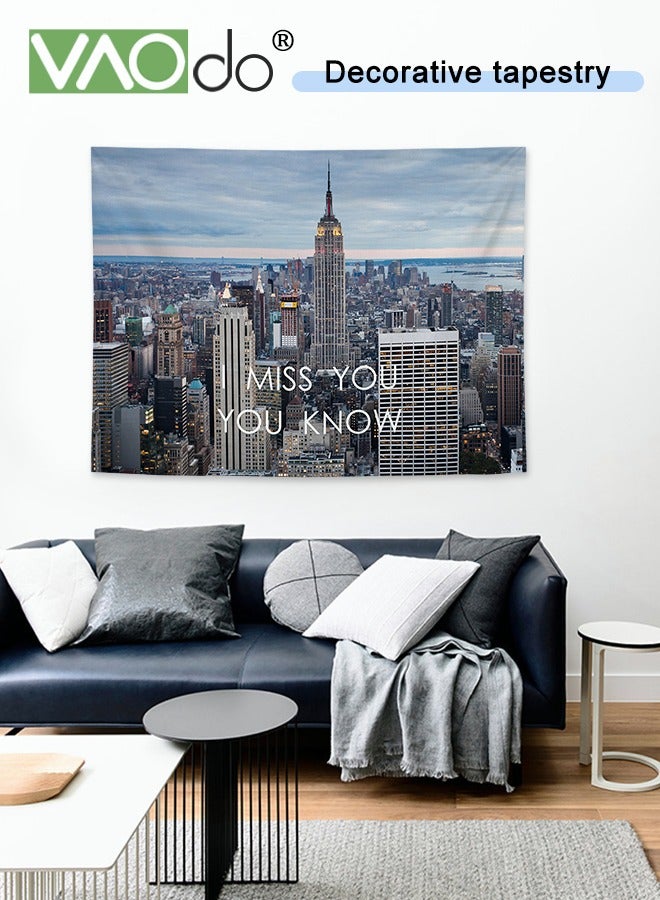 Modern City Tapestry Short Plush Simple Home Decoration Wall Hanging Live Broadcast Photo Background Free Installation Package 150 * 130CM