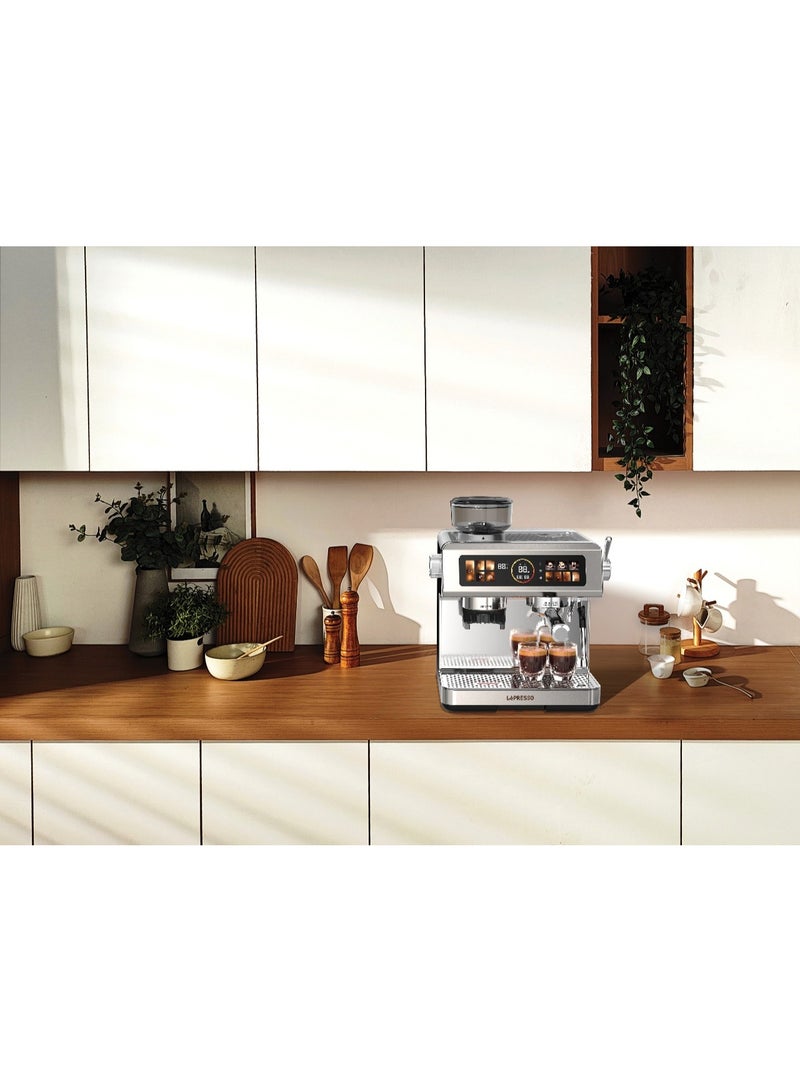 ليبرسو ماكينة قهوة نصف أوتوماتيكية مع لوحة تحكم باللمس وإعداد طحن قابل للتعديل / ماكينة قهوة مزودة بمرشح قهوة 58 مم / غلاية مزدوجة قوية / خيارات تخمير متعددة / مقياس ضغط رقمي / تحكم PID / 20 بار - فضي - Image 4