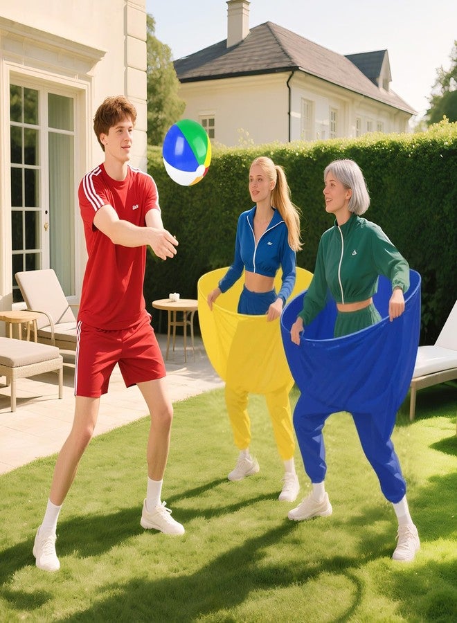 ROMANKAS Granny Pants Outdoor Games 4 PCS Fun Party Game Pants with 16 Bouncy Balls and 1 Air Pump (Random Colors), Granny Pants Yard Game for Adults and Family Reunion Party Field Game Set - Image 2