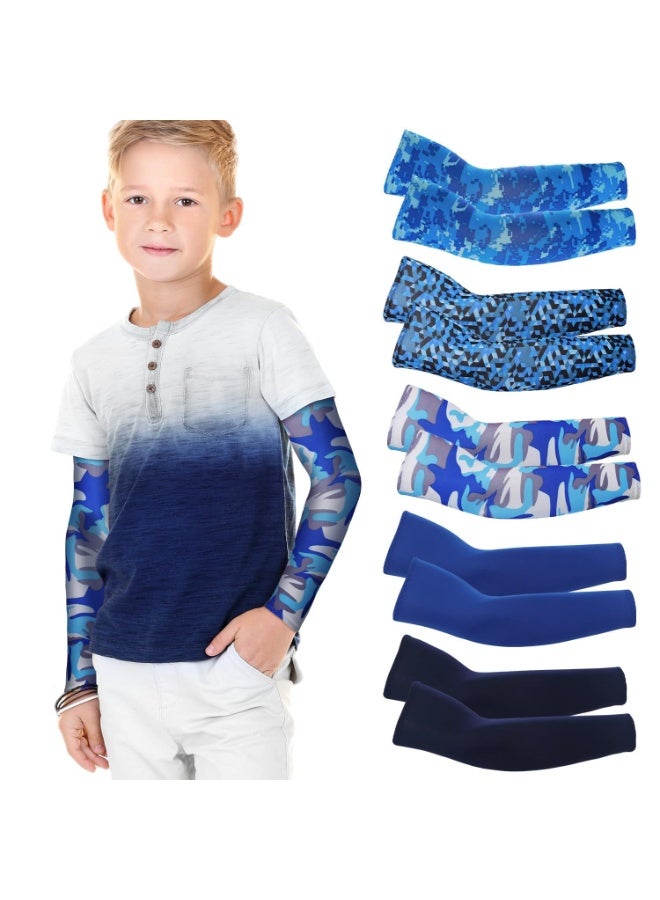 HZYH Baseball Arm Sleeves for Kids 5 Pairs Basketball Arm Sleeve UV Sun Protection Cooling Compression Sleeves To Cover Arms for Boys Girls, One Size - Image 1