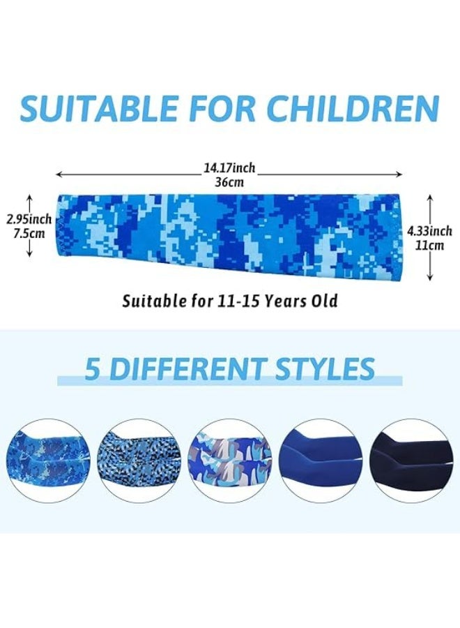 HZYH Baseball Arm Sleeves for Kids 5 Pairs Basketball Arm Sleeve UV Sun Protection Cooling Compression Sleeves To Cover Arms for Boys Girls, One Size - Image 2