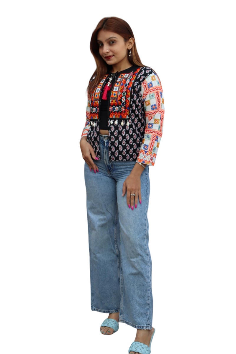Prijam Women's Embroiderd Ethnic Shrug or Jacket P08 and Special Embroidered Cotton Koti/Jacket/Waist Coat for Women - Image 2