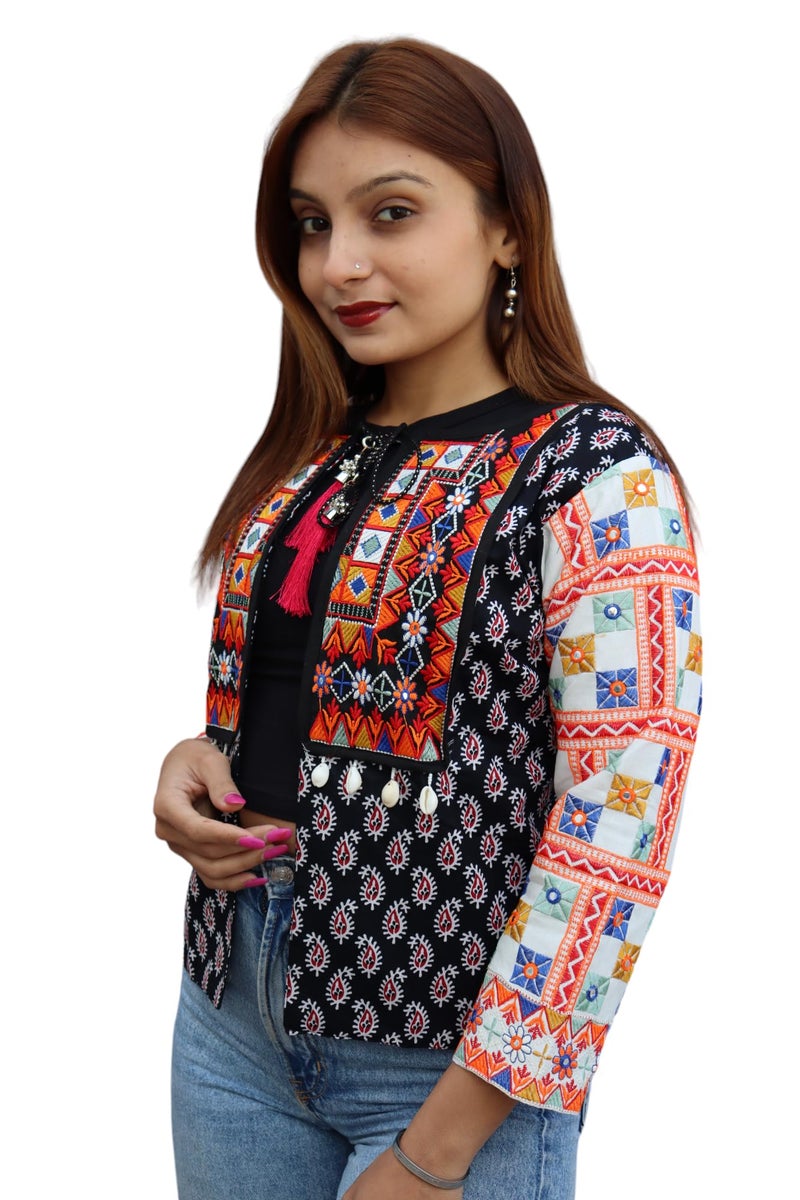 Prijam Women's Embroiderd Ethnic Shrug or Jacket P08 and Special Embroidered Cotton Koti/Jacket/Waist Coat for Women - Image 3