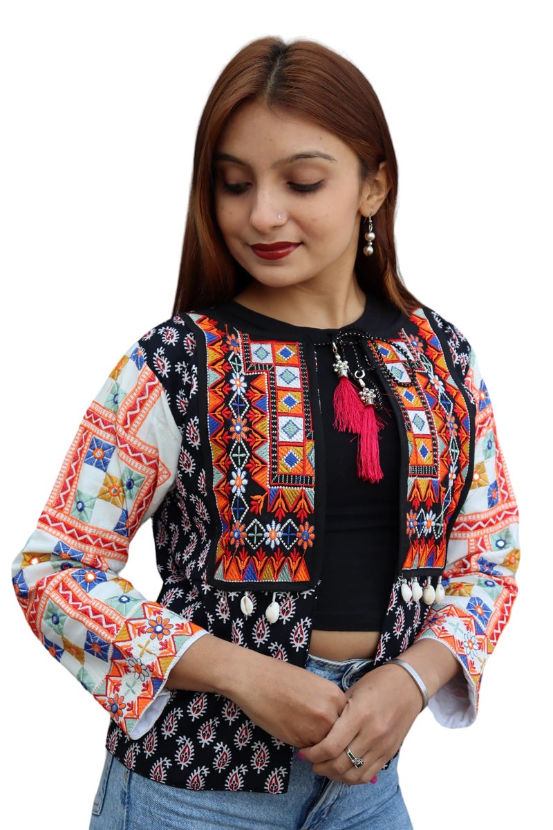 Prijam Women's Embroiderd Ethnic Shrug or Jacket P08 and Special Embroidered Cotton Koti/Jacket/Waist Coat for Women - Image 4