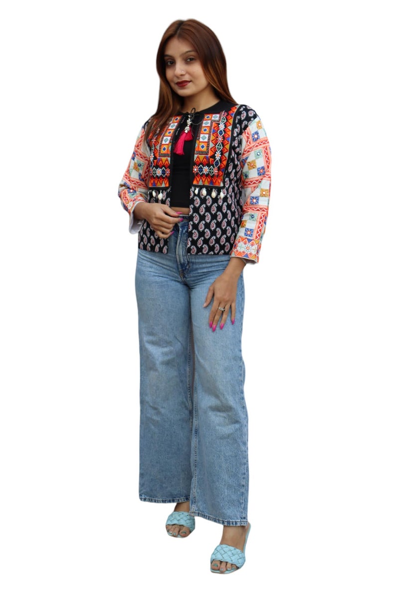 Prijam Women's Embroiderd Ethnic Shrug or Jacket P08 and Special Embroidered Cotton Koti/Jacket/Waist Coat for Women - Image 1
