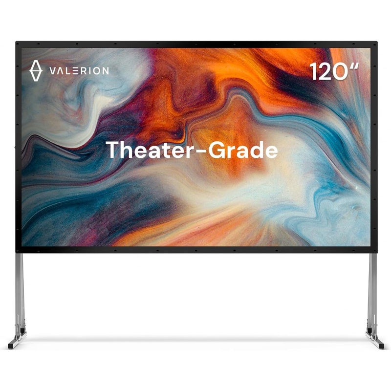120'' Outdoor Camping Portable Folding Screen and Stand, 3-Layer Matte White PVC 1.3 Gain, 16:9 Outdoor Movie Screen, Supports 4K 8K HD, Anti-Wrinkle, Windproof Stability Kit and Carrying Bag - Image 1