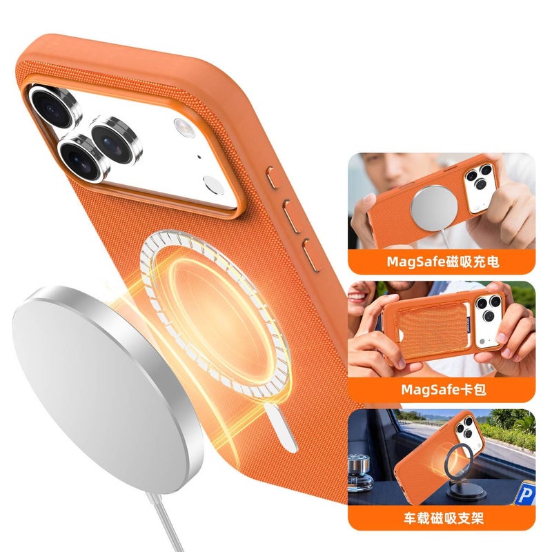 غطاء MagSafe لـ iPhone 15 / 15 Plus / 15 Pro / 15 Pro Max مع حماية من السقوط ومغناطيس قوي مع مقاوم للصدمات مع نسيج القماش مع مقاوم للخدش باللون أزرق مغناطيسي باللون الأزرق - Image 3