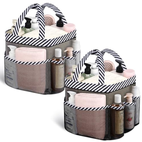 Attmu 2 Pack Mesh Shower Caddy Portable for College Dorm Room Essentials with 8 Pockets, Hanging Shower Caddy Dorm Basket, Quick Dry Shower Bag for Bathroom - Image 1