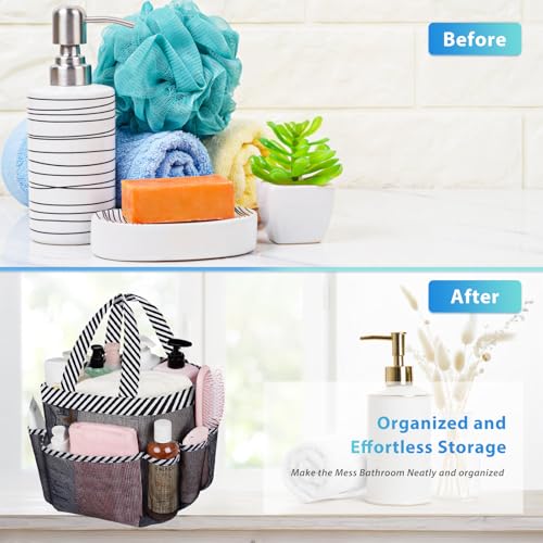 Attmu 2 Pack Mesh Shower Caddy Portable for College Dorm Room Essentials with 8 Pockets, Hanging Shower Caddy Dorm Basket, Quick Dry Shower Bag for Bathroom - Image 3