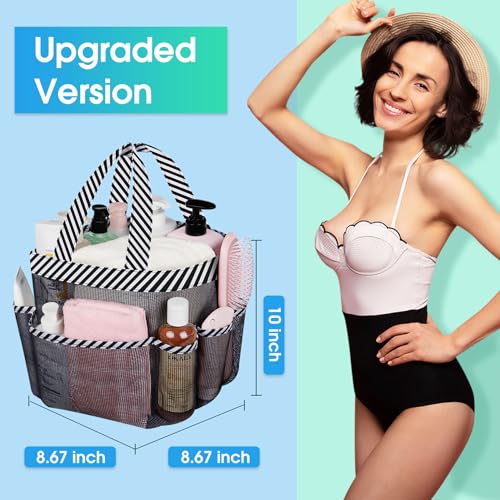 Attmu 2 Pack Mesh Shower Caddy Portable for College Dorm Room Essentials with 8 Pockets, Hanging Shower Caddy Dorm Basket, Quick Dry Shower Bag for Bathroom - Image 5