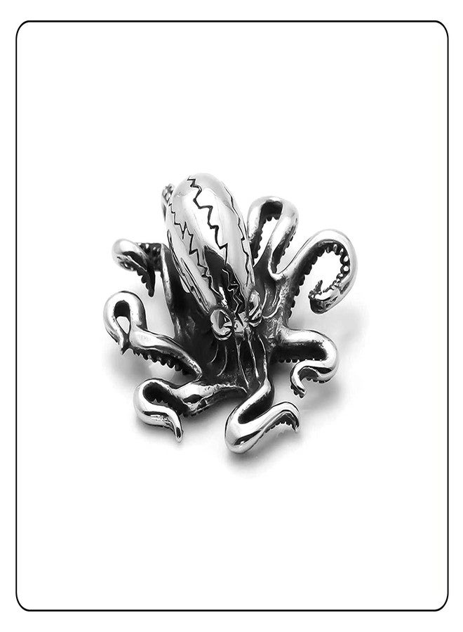 Fusamk Punk Rock Titanium Steel Octopus Pendant Necklace,24" Box Chain - Image 3