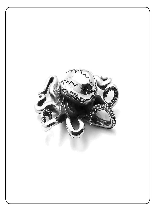 Fusamk Punk Rock Titanium Steel Octopus Pendant Necklace,24" Box Chain - Image 5