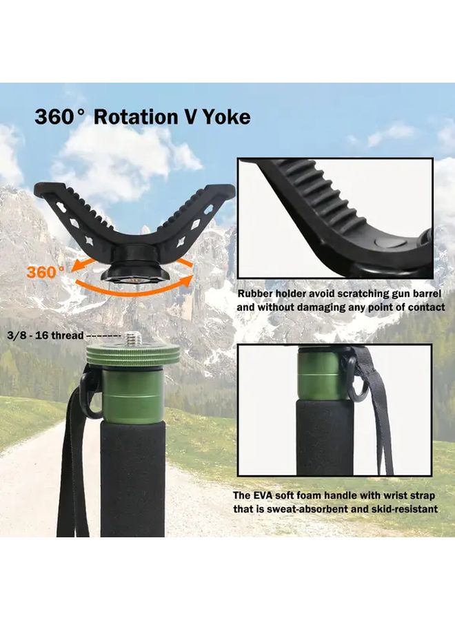 Green Aluminum Monopod With Rotatable Top Accessory Carrying Bag For Hunting Camera Tripod - Image 2