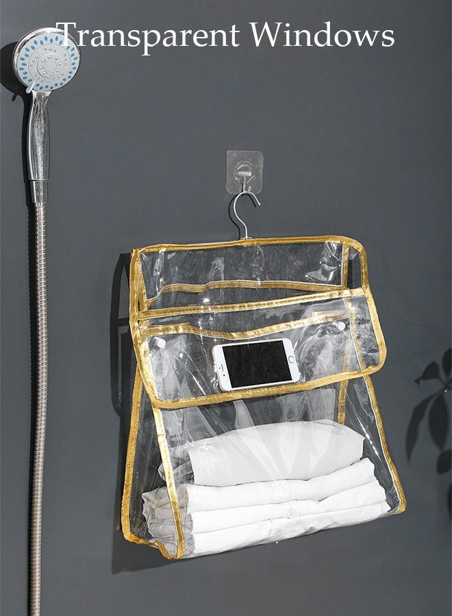 DUNISO 2pcs Clear Storage Bag for Bathroom, Waterproof Storage Organizer with Button and Hook, Clear Moisture Proof Dust Cover Bag Purse Organizer for Cloth Bags for Closet Hanging - Image 4
