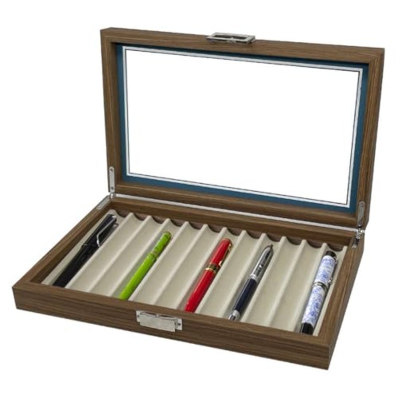 12 Bit Collection Gift Box, Black Walnut Wooden Storage Box, Pen Storage Collection Display Box, High-grade Pen Storage for Display Storage of Fountain Pens - Image 1