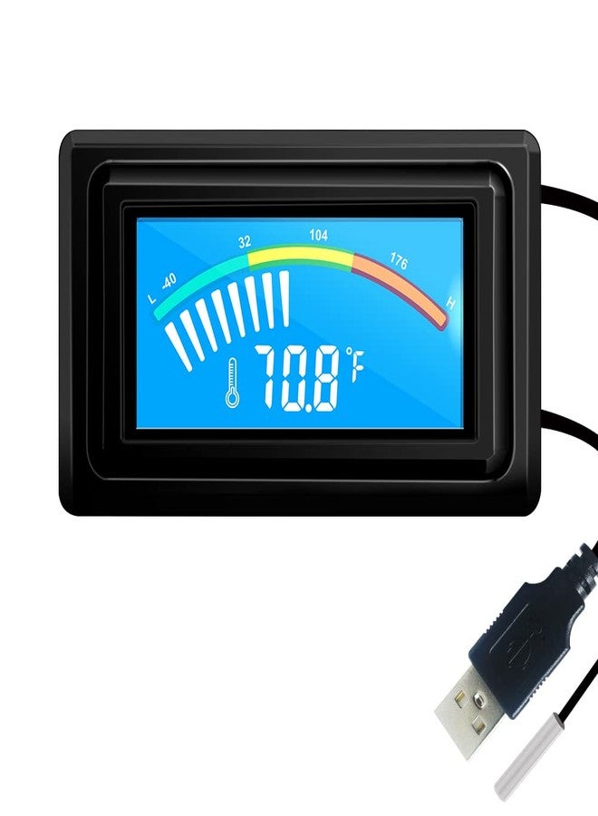KETOTEK Digital Thermometer Temperature Gauge USB Power Supply with Sensor Probe for Aquarium Vehicle PC Case Incubators Brooders Climb Pet Fahrenheit & Celsius LCD Display - Image 1