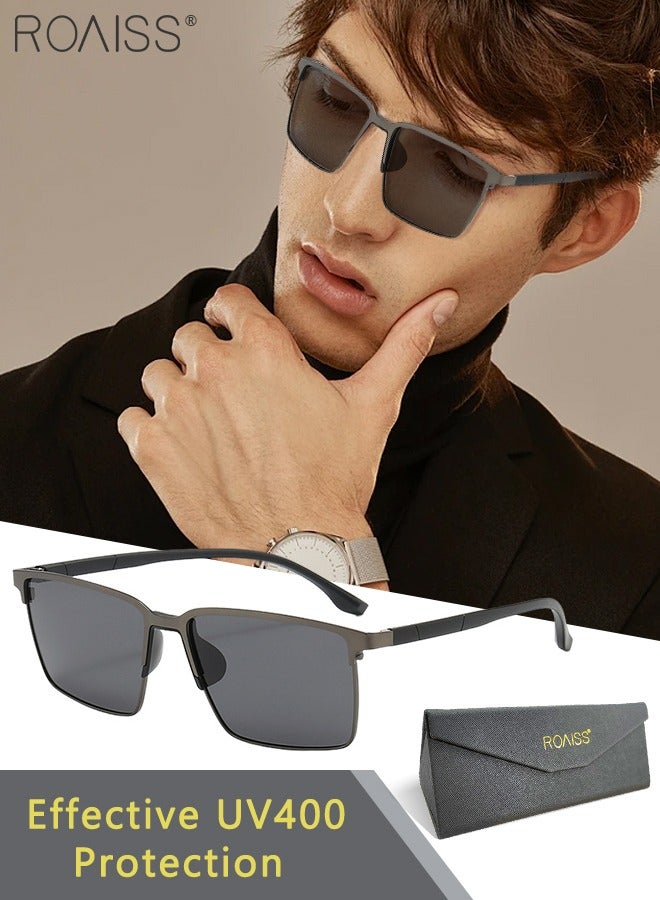 Men's Polarized Rectangular Sunglasses, UV400 Protection Sun Glasses, Fashion Anti-glare Sun Shades, Suitable for Men Driving, Fishing, Traveling, 59mm