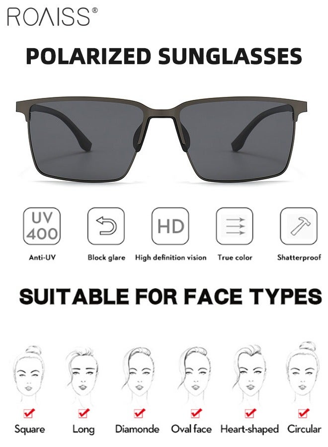 roaiss Men's Polarized Rectangular Sunglasses, UV400 Protection Sun Glasses, Fashion Anti-glare Sun Shades, Suitable for Men Driving, Fishing, Traveling, 59mm - Image 4
