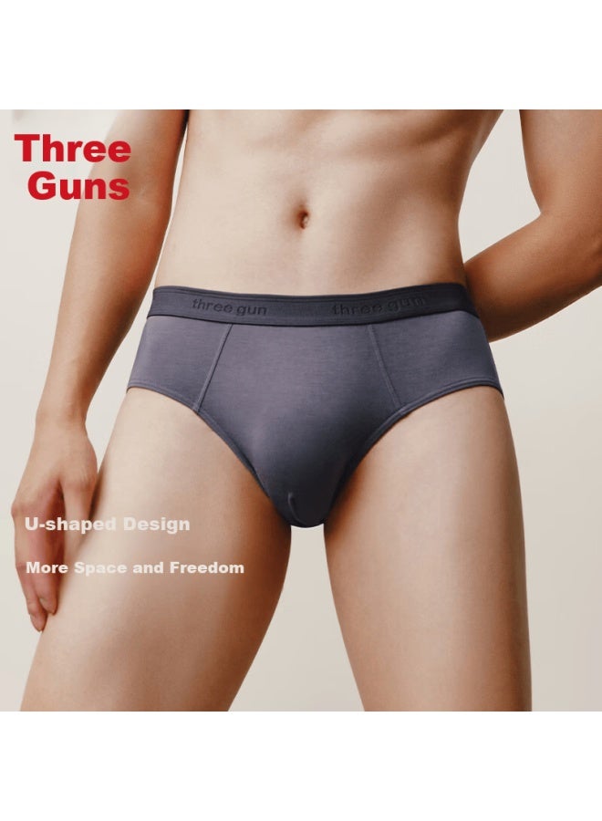 Threegun Men's Underwear [50 High-count Antibacterial Modal] Triangle Briefs Gift Box Set [3-pack] - Image 3