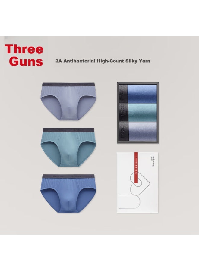 Threegun Men's Underwear [50 High-count Antibacterial Modal] Triangle Briefs Gift Box Set [3-pack] - Image 1