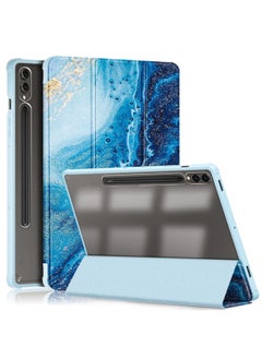 Case Cover For Samsung Galaxy Tab S9+ Acrylic 3-folding Painted Smart Leather Tablet Case Waves