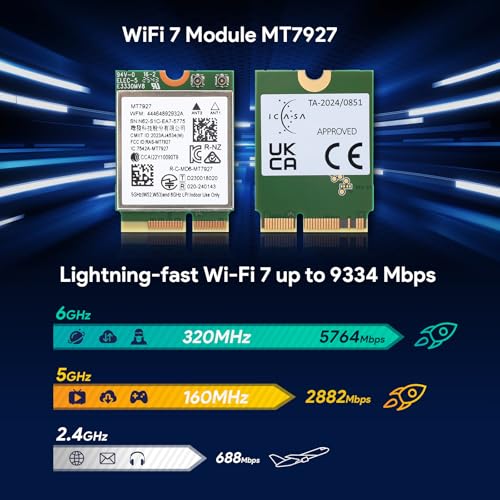 EDUP WiFi 7 Card BE9300 Tri-Band Wireless Network Adapter, 802.11be 2.4/5/6GHz, Bluetooth 5.4, MLO, M.2 Key E 2230 Wi-Fi 7 Module Card for Laptop PC, Intel & AMD, Compatible with Windows 11 - Image 3