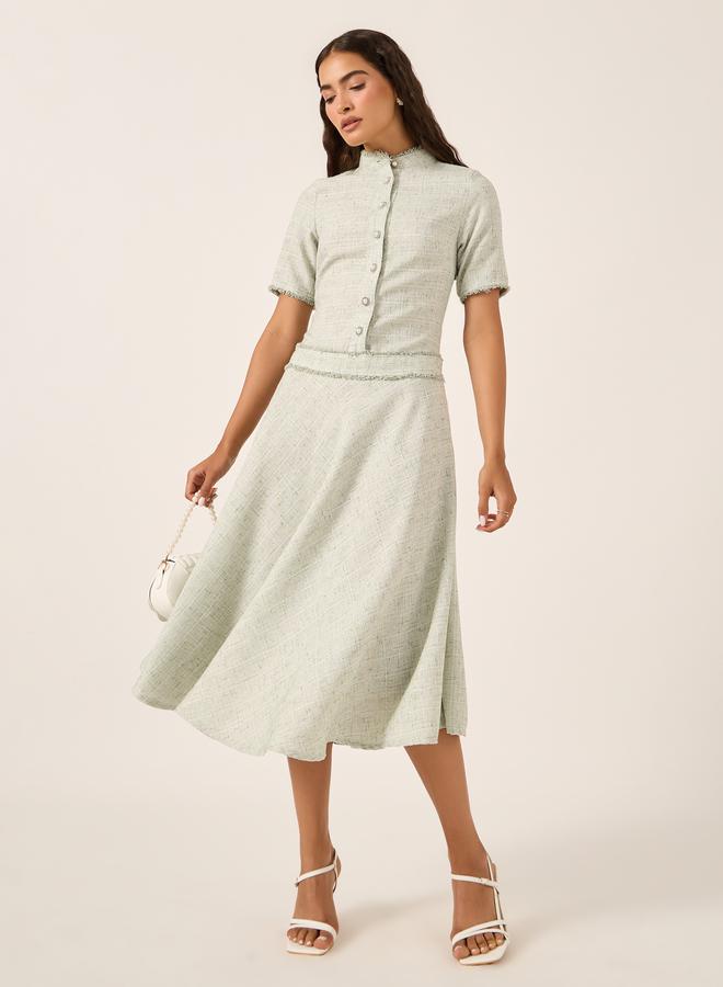 Styli Plain Short Sleeves A-Line Midi Dress - Image 1