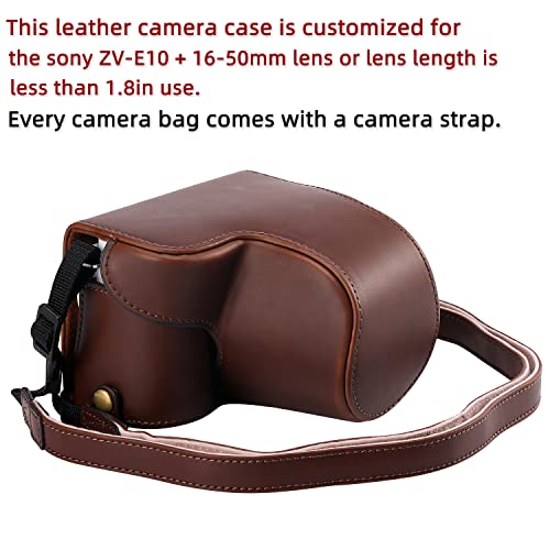 Hargedis XEVN for Sony ZV-E10 case,for Sony ZV-E10 case,Premium PU Full Body Leather Camera Case Bag for Sony Alpha ZV-E10 Fit 16-50mm Lens with Camera Shoulder Strap - Image 2