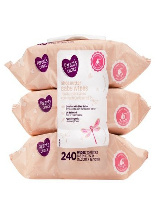 Parent's Choice Parents Choice - Baby Wipes - Shea Butter - 3 Packs of 80 - Image 1