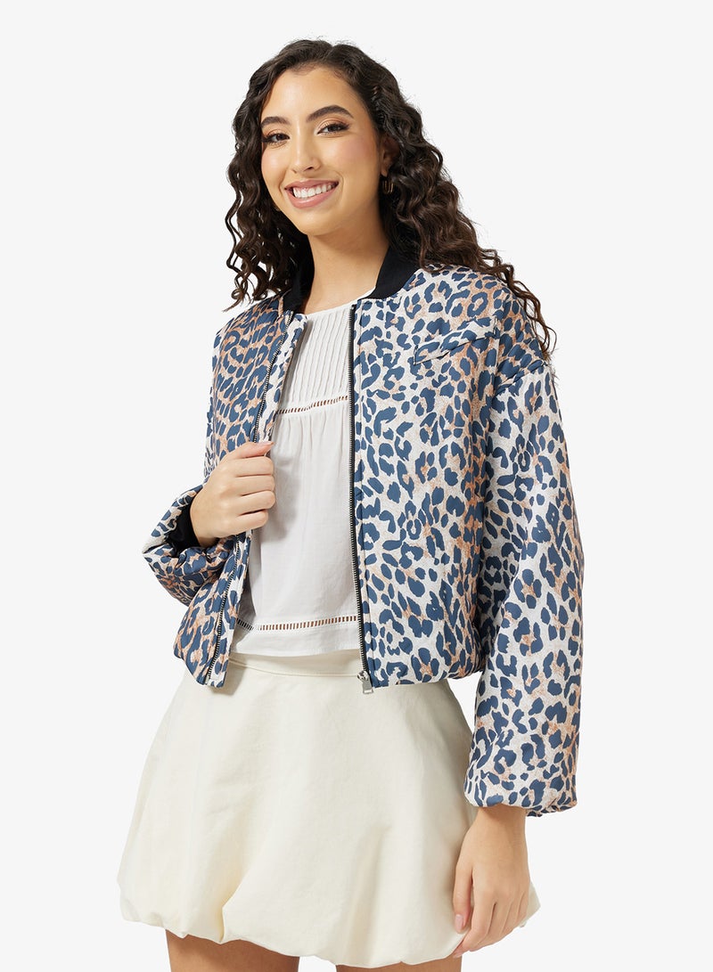 جينجر جاكيت بومبر بطبعة جلد الفهد - Image 1