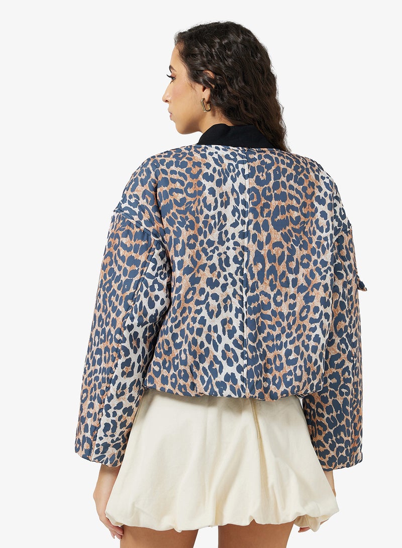 جينجر جاكيت بومبر بطبعة جلد الفهد - Image 2