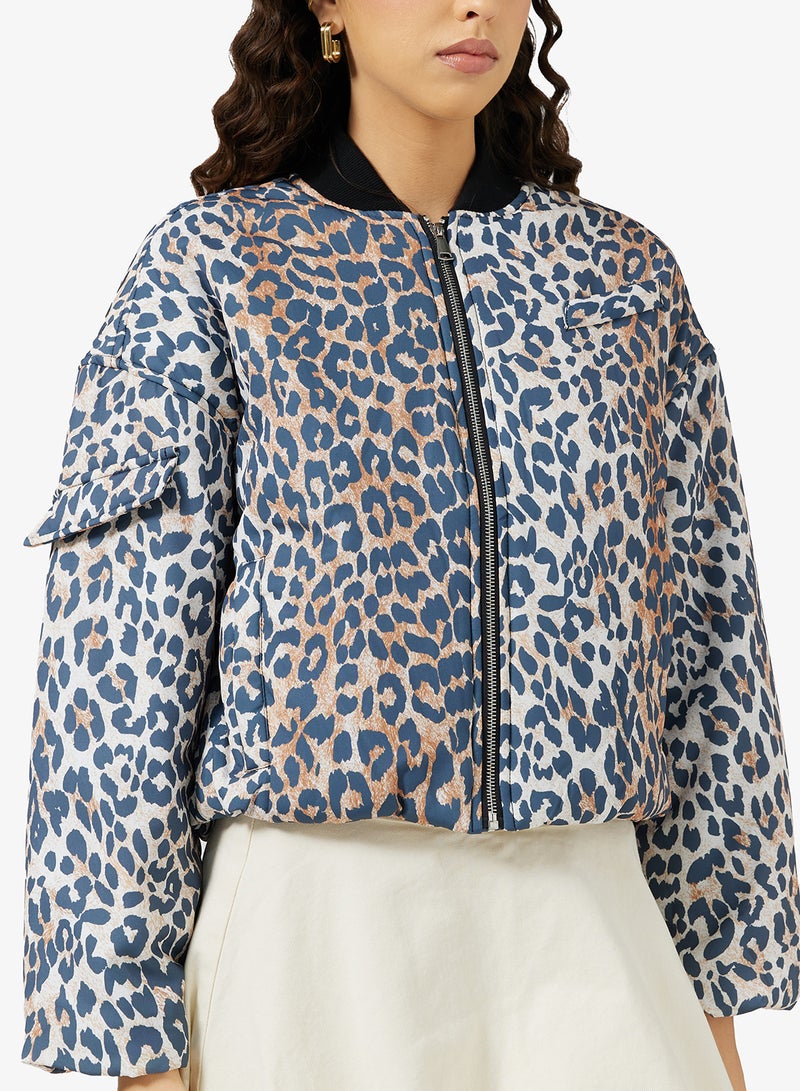 جينجر جاكيت بومبر بطبعة جلد الفهد - Image 3