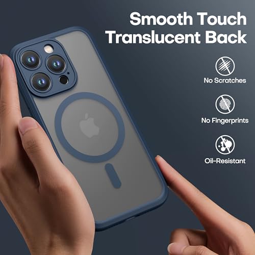 ImpactStrong Magnetic Guard Designed for iPhone 15 Pro Case [Camera Protection] [Military Grade Drop Tested] [Compatible with MagSafe] Slim Translucent Matte Phone Case (6.1") - Navy Blue - Image 4