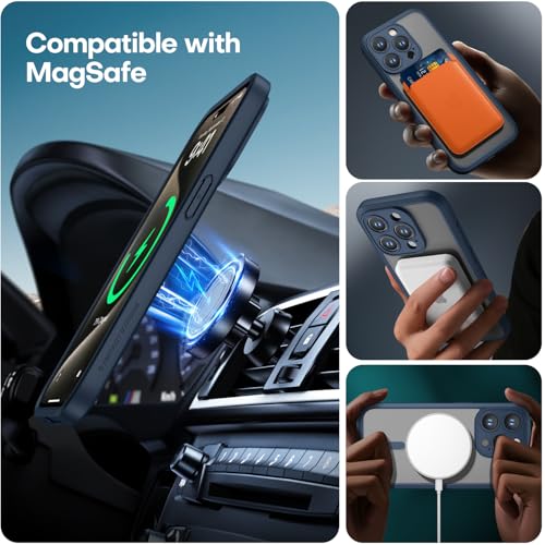 ImpactStrong Magnetic Guard Designed for iPhone 15 Pro Case [Camera Protection] [Military Grade Drop Tested] [Compatible with MagSafe] Slim Translucent Matte Phone Case (6.1") - Navy Blue - Image 5