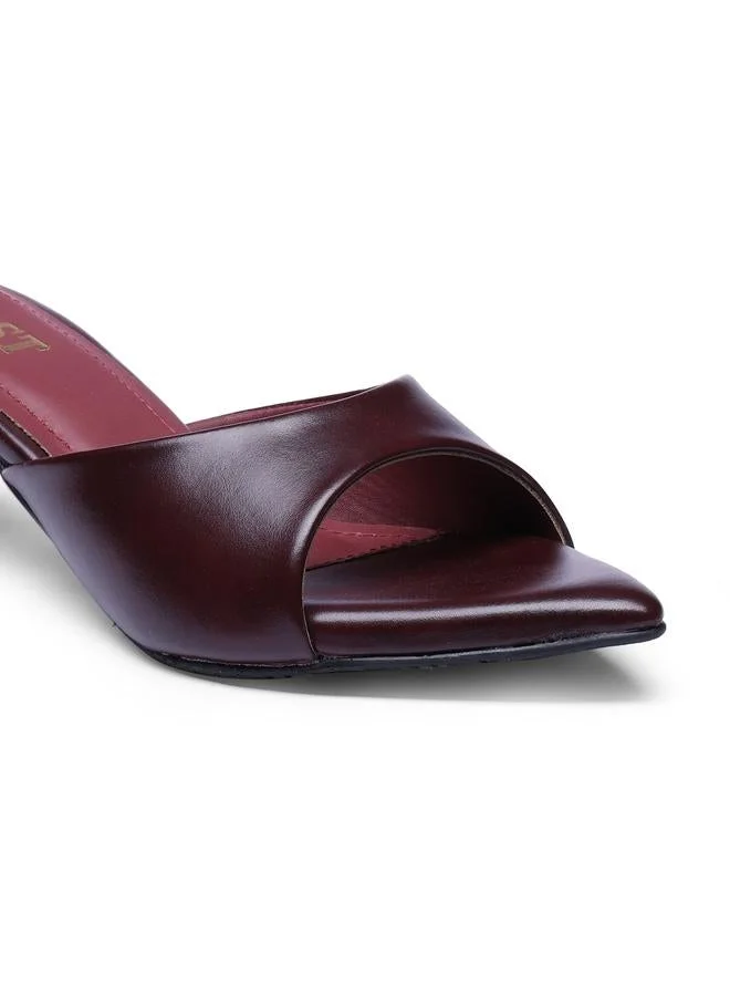 Gnist Burgundy Low Heel Kitten Sandals