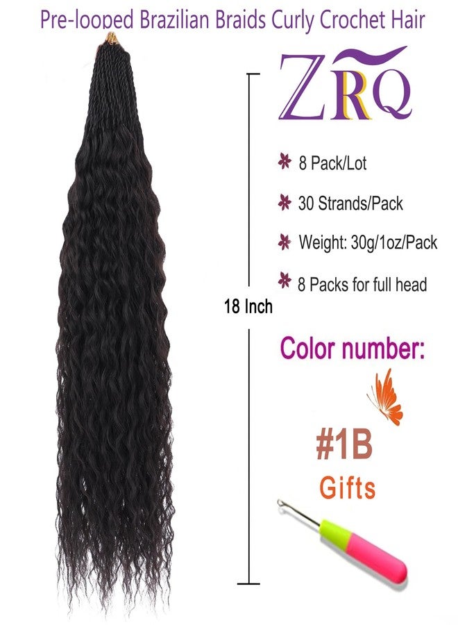 ZRQ Pre looped Micro Brazilian Braids Curly Crochet Hair 18 inch Water Wave Crochet Hair Afro Kinky Curly Crochet Hair Extensions Deep Wave Synthetic Crochet Hair For Women - Image 4