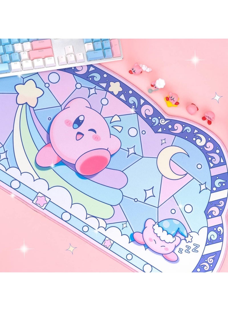 XICEN Large Gaming Mouse Pad, Cartoon Kirby Anti-Skid Mousepad, Oversize Rubber Desk Mat with Stitched Edges  - Image 3