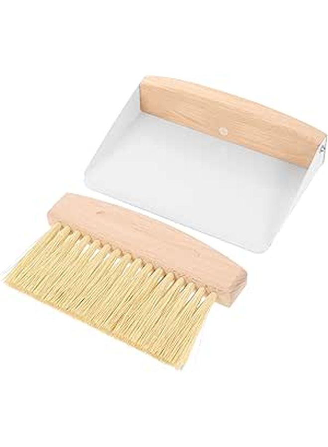 Mini Hand Broom and Dustpan Set for Desktop Tabletop Cleaning Compact White Sisal - Image 1