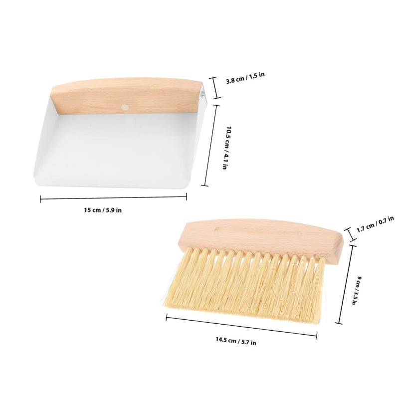 Mini Hand Broom and Dustpan Set for Desktop Tabletop Cleaning Compact White Sisal - Image 3