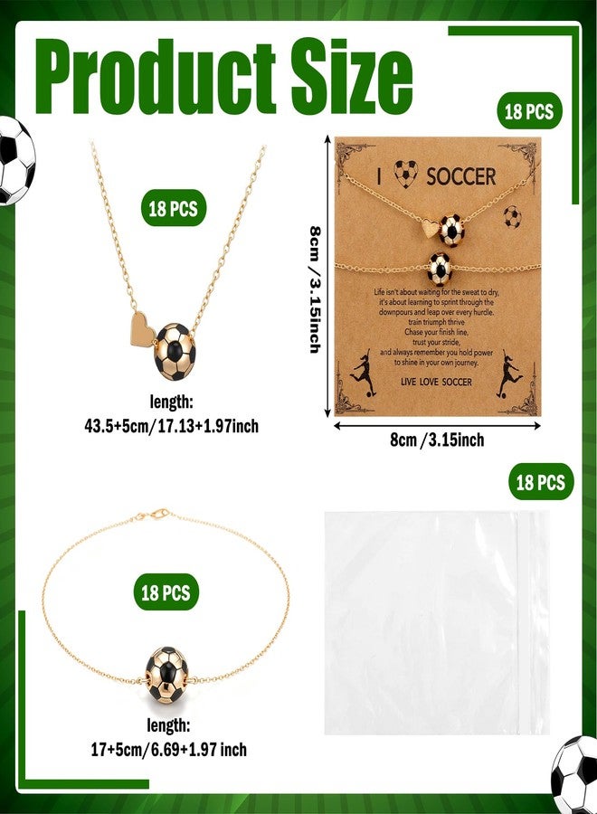 Quelay 18 Sets Soccer Team Necklace Bracelet Gift Bulk Sport Party Favor Team Gift Ball Charm Necklace and Bracelet with Inspirational Card Sports Accessories for Women Party Favor (Soccer) - Image 3