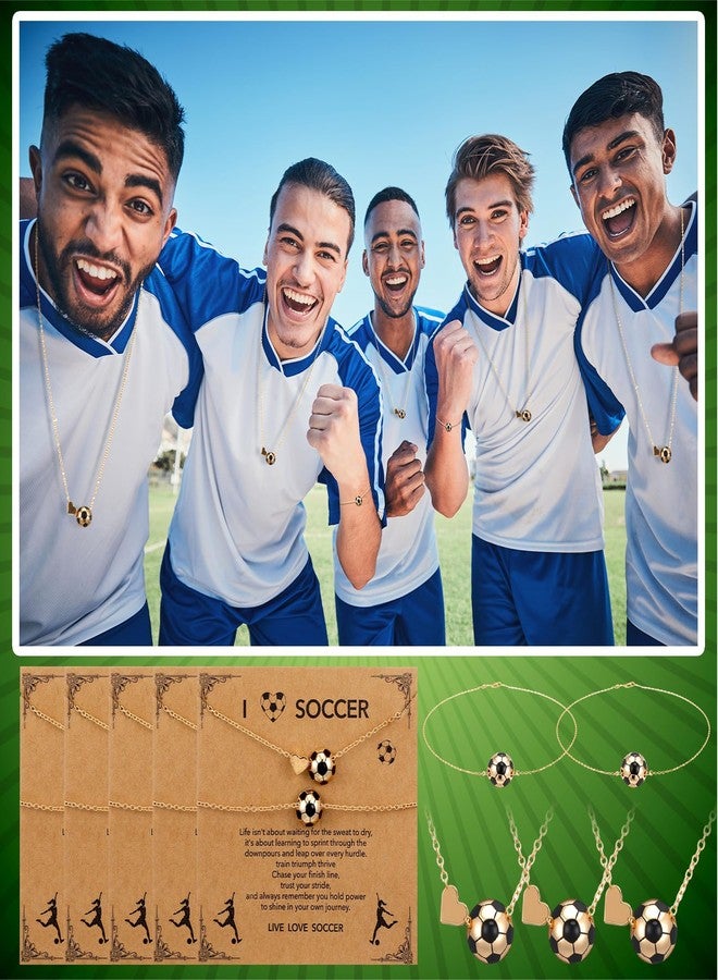 Quelay 18 Sets Soccer Team Necklace Bracelet Gift Bulk Sport Party Favor Team Gift Ball Charm Necklace and Bracelet with Inspirational Card Sports Accessories for Women Party Favor (Soccer) - Image 4