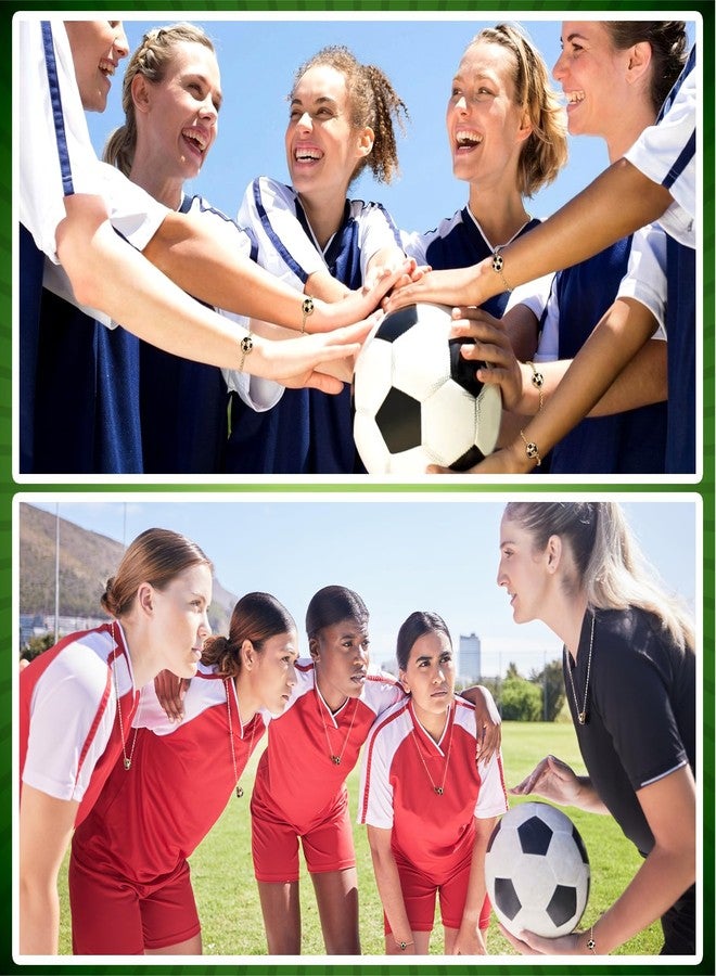 Quelay 18 Sets Soccer Team Necklace Bracelet Gift Bulk Sport Party Favor Team Gift Ball Charm Necklace and Bracelet with Inspirational Card Sports Accessories for Women Party Favor (Soccer) - Image 2