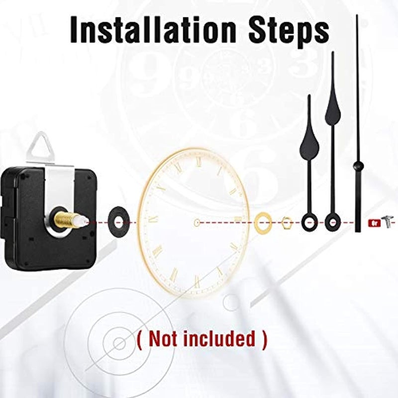 Hicarer Hicarer 10 Pack Quartz Long Shaft Clock Mechanism Replacement Kit 5 Pcs High Torque Wall Clock Movement Works Motors Parts with 5 Pairs Hands Repair Parts Replacement DIY28 mm 11 Inches  - Image 4