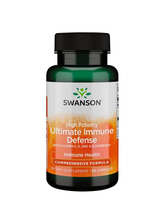 سوانسون Swanson High Potency Ultimate Immune Defense with C, D, Zinc & Elderberry 60 Caps - Image 1