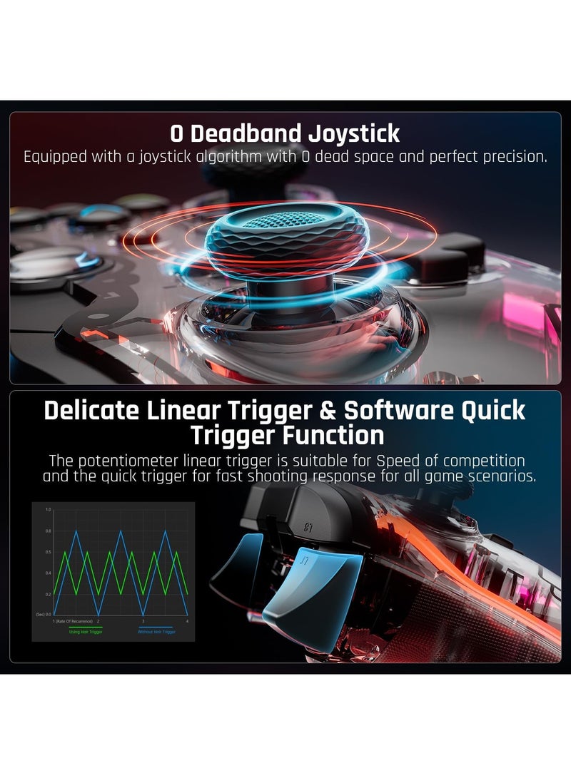 وحدة تحكم ألعاب نينتندو سويتش، وحدة تحكم سلكية احترافية لجهاز نينتندو سويتش ونظام التشغيل Windows 10/11، وحدة تحكم ألعاب الكمبيوتر الشخصي، عصا التحكم في لوحة الألعاب مع اهتزاز مزدوج، جيروسكوبي 6 محا - Image 5