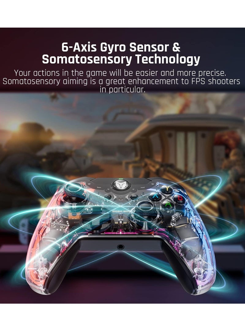 وحدة تحكم ألعاب نينتندو سويتش، وحدة تحكم سلكية احترافية لجهاز نينتندو سويتش ونظام التشغيل Windows 10/11، وحدة تحكم ألعاب الكمبيوتر الشخصي، عصا التحكم في لوحة الألعاب مع اهتزاز مزدوج، جيروسكوبي 6 محا - Image 3