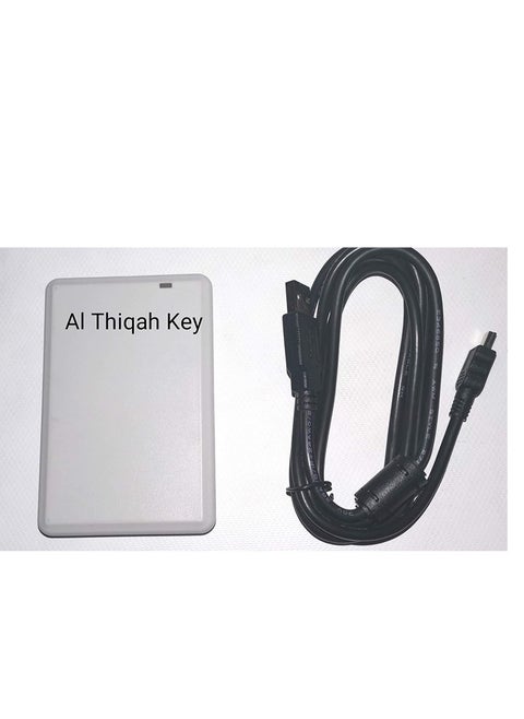 قارئ / كاتب UHF RFID USB مع خرج محاكاة لوحة المفاتيح لدعم التردد 860-960 ميجا هرتز بالإضافة إلى 5 قطع بطاقات اختبار UHF متوافقة مع معيار EPC C1G2 ISO 18000-6C 6B