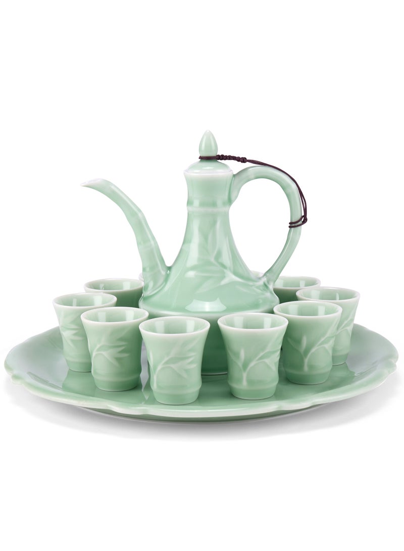 WISHWIND Jade Tea Set: Elegant Craft Tea Set with Teapot, Cups, and Tray – Perfect for Home Decor, Office, and Thoughtful Gifting - Image 2