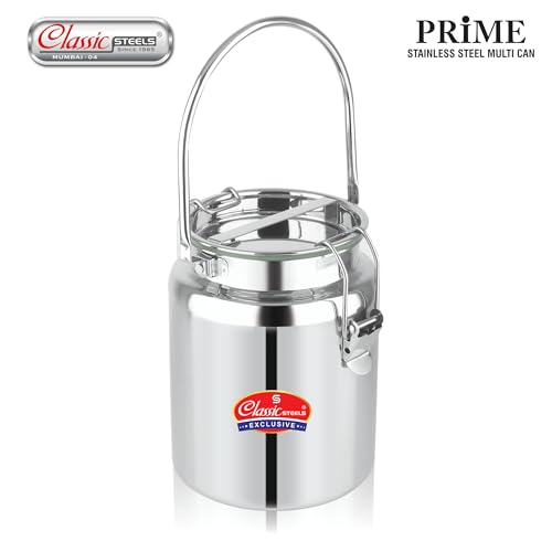 Classic Steels Leak Proof Prime Multi Can(2.5 Liters)-Air Tight,Stainless Steel Storage Can Useable As Steel Dabba,Milk,Ghee,Oil Storage,Etc. Heavy Jointless Body,Induction Compatible.,Silver - Image 2